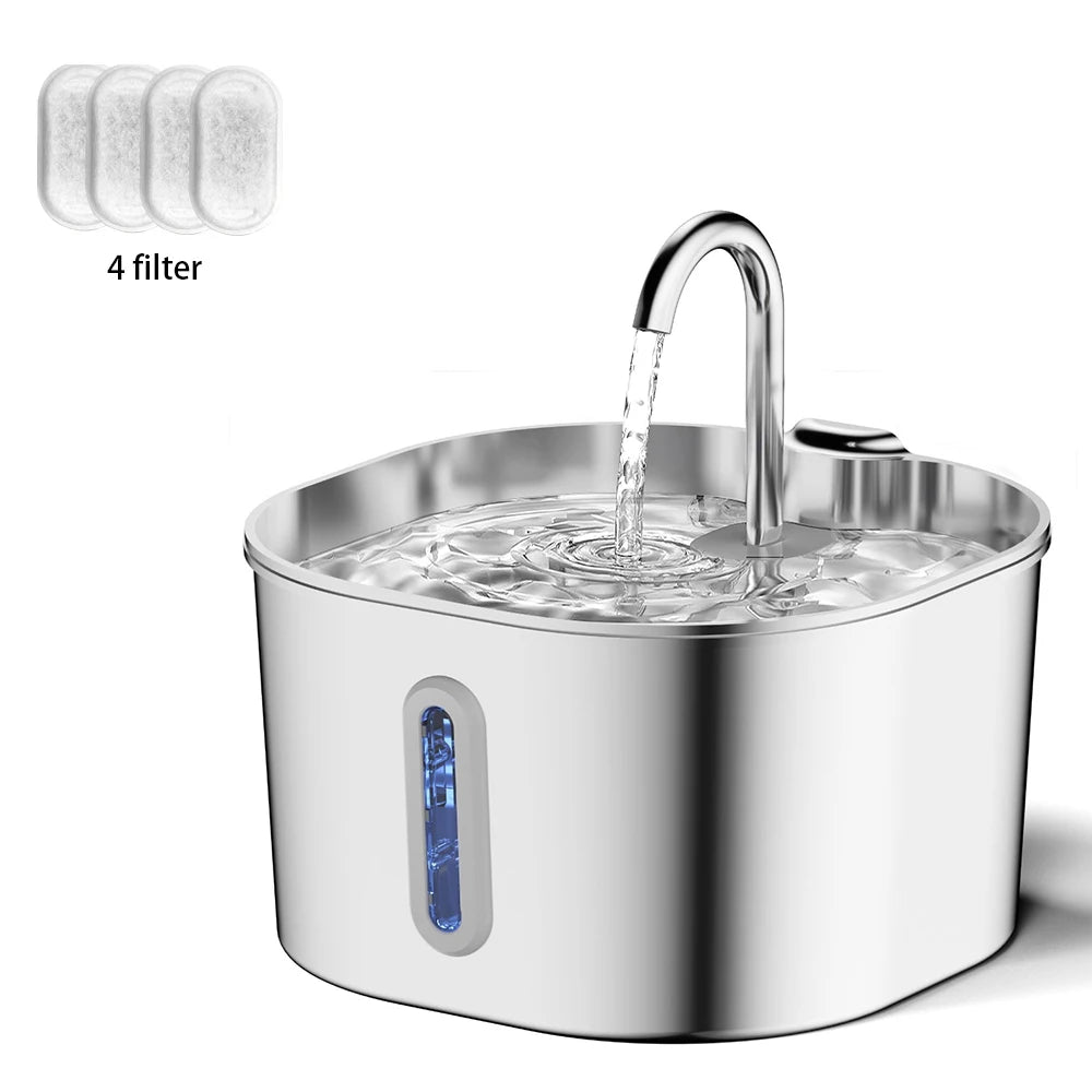 Fontaine à Eau Automatique en Acier Inoxydable 2,2 L pour Chats – Ultra Silencieuse | PurrFlow