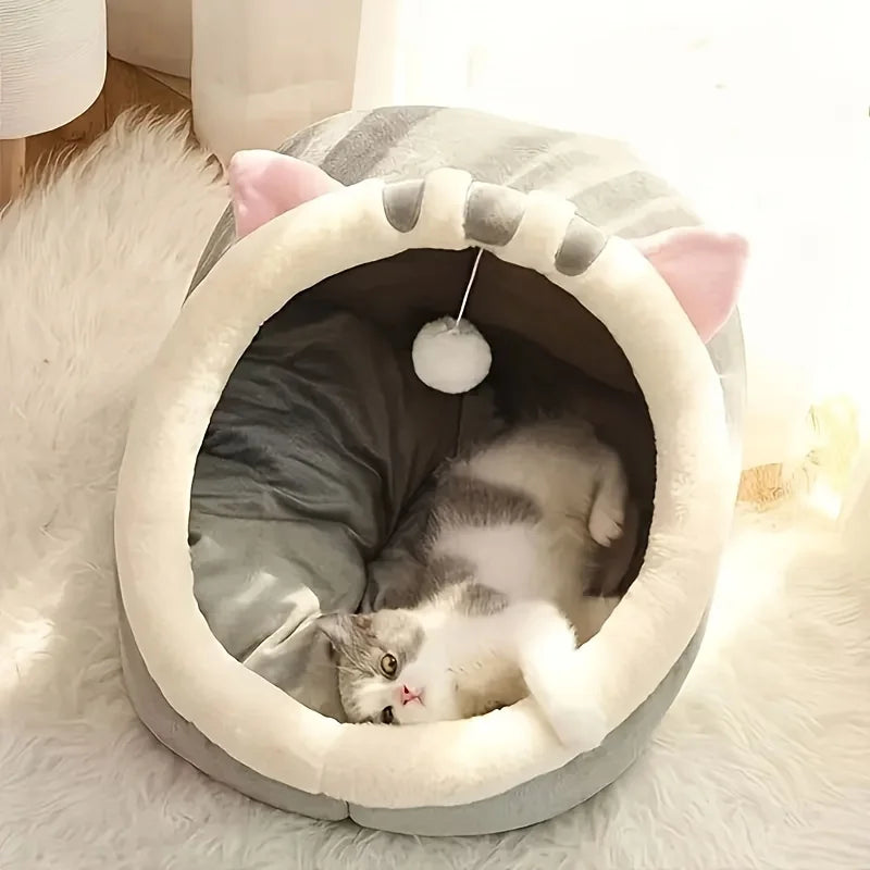 Maison Douillette pour Chat — Grotte Cosy, Ultra-Douce & Chaude
